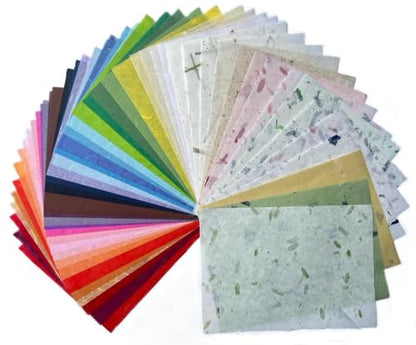 A5 Mixed Colors 50 Design 50 Sheets Natural Fiber Mulberry Tree (50 Count)