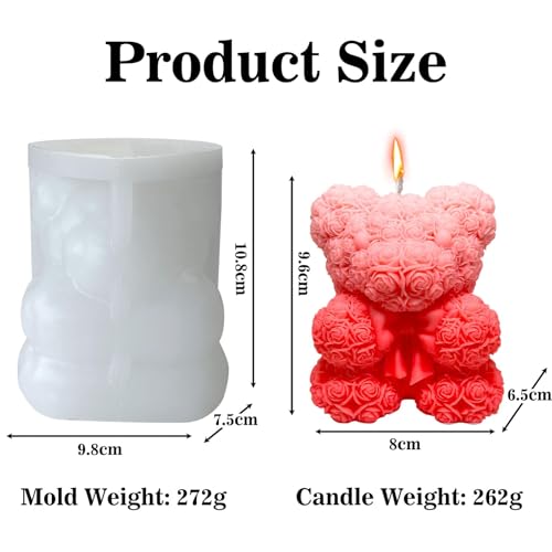 Bowtie Rose Bear Candle Mold
