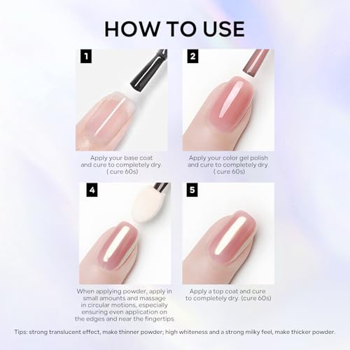 2Pcs White Pearl Chrome Nail Powder