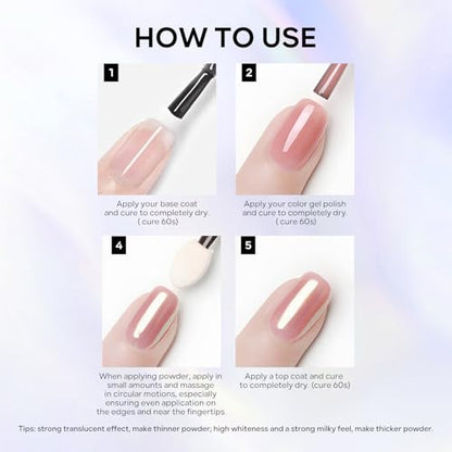 2Pcs White Pearl Chrome Nail Powder