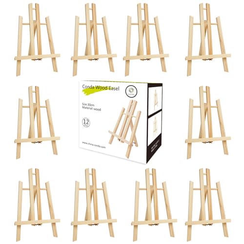 12Pack Wooden Tabletop Easel for Painting and Display (12 Count)