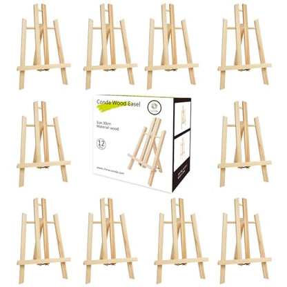 12Pack Wooden Tabletop Easel for Painting and Display (12 Count)