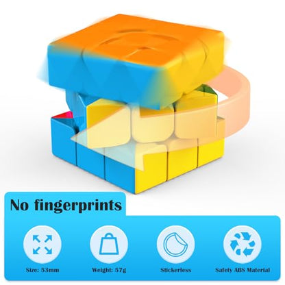3x3 Speed Cube Stickerless with Stand & Tutorial Toy Gift for Boys 6