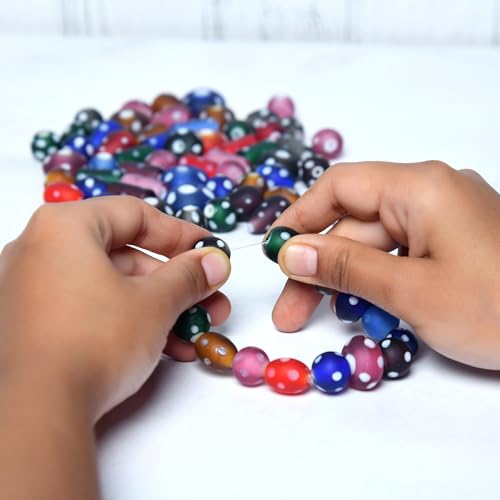 2 3 LB Bag Assorted Glass Polka Dots Beads for Jewellery Making (150 Count)