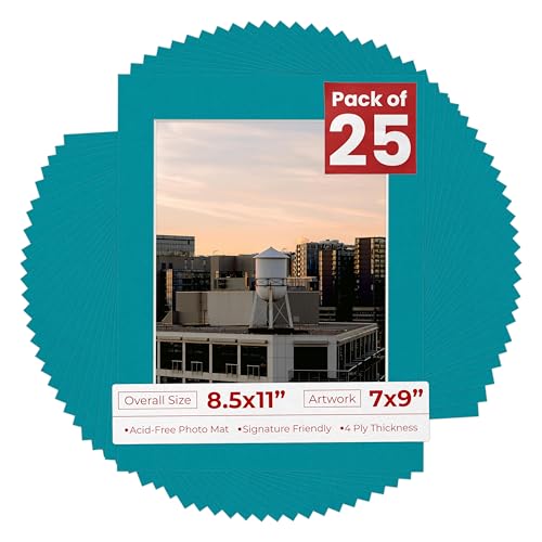 Pack of 25 Acid Free 8.5x11 Mats Bevel Cut for 7x9 Photos (25 Count)