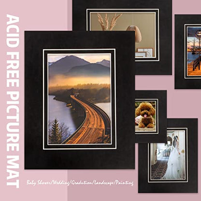 10 Pack Acid Free Black Picture Frame Mats
