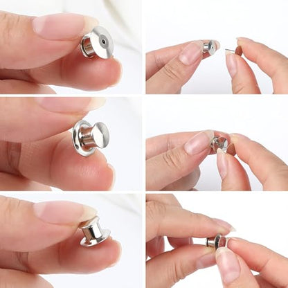 75 Pieces Metal Pin Backs Locking Pin Keepers Locking Clasp