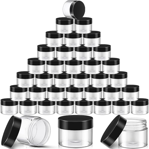 36 Pieces 4 oz Plastic Jars with Lids Wide Mouth Airtight Reusable Container Acrylic Cosmetic Small Jars for Lotions Ointments Travel Toiletries Creams Make up Storage