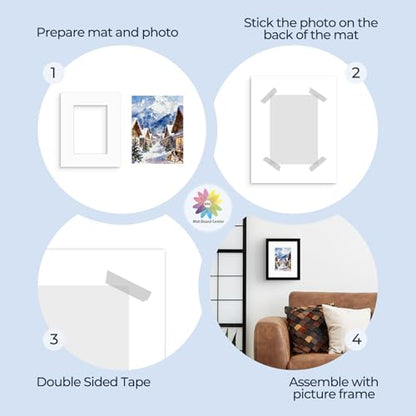 Mat Board Center 25 Pack 8x10 Picture Mat for 5x7 Photo White