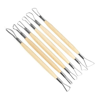 6Pcs Pottery Clay Sculpting Tools Set with Double Ended Loops