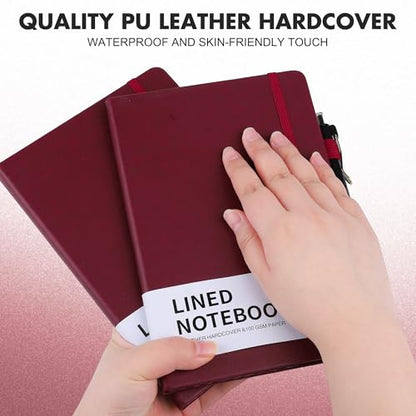 30 Set Lined Notebook Journals with Pens A5 Notebooks 100 GSM College Ruled Hardcover Notebook PU Leather Notepad with Pen Holder for Office School