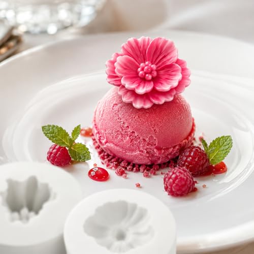 2 Pack 3D Flower Silicone Candle Molds Camellia Poppy for Soap Resin Crafts