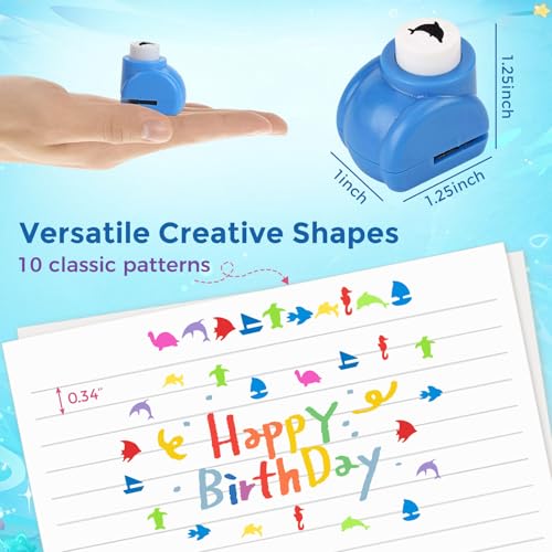 10 Piece Sea Animal Shaped Craft Punch Set for DIY Crafting (10 Count)