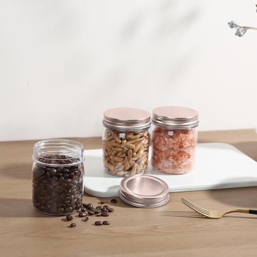 8 oz Plastic Mason Jars and Clear Plastic Jars with Lids 8 oz (24 Count)