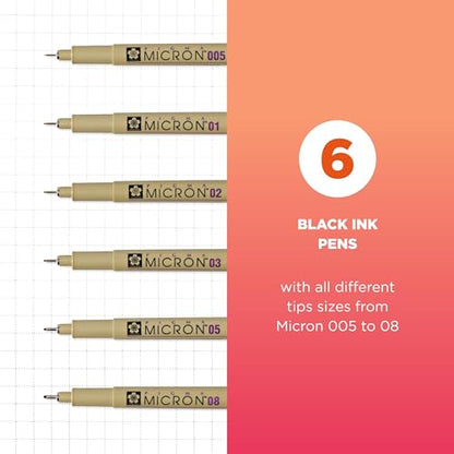 Pigma Micron Fineliner Pens (6 Count)