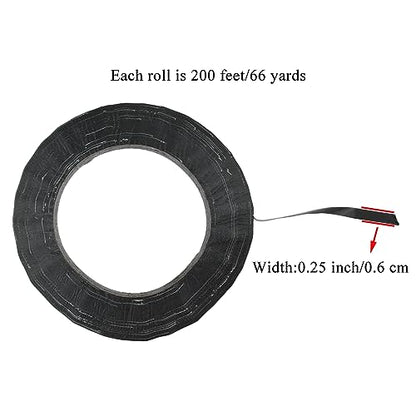 Black 0.25Inch Wide Floral Tape Waterproof Florist Tape Flower Wrap Adhesive Waterproof Decorative Tape for Bouquet Stem Wrapping Flower Arranging and Floral Craft (400 Foot)