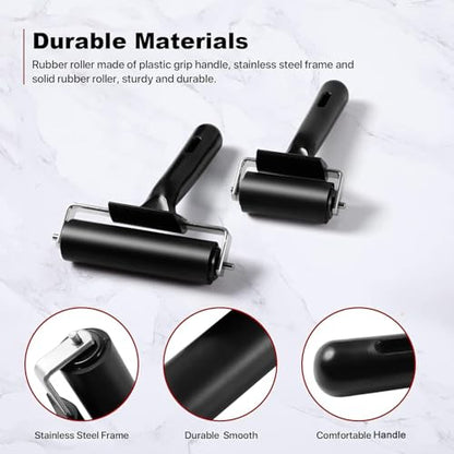 3 Pack Brayer Rollers for Crafting Vinyl Rubber Roller Brayers