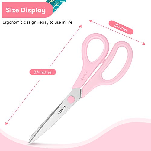 8.5" All Purpose Yellow Pink Teal Scissors for School Office Teacher (3 Count)