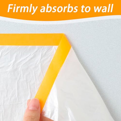 Pre Taped Masking Film for Painting 59inx65ft Plastic Painters Sheeting Tape and Drape Painters Paper Rolls for Automotive Painting Covering (6 Count)