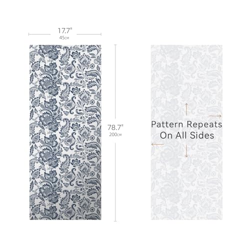 Blue Bohemian Decorative Privacy Window Film Patterns 17.7in X 78.7in