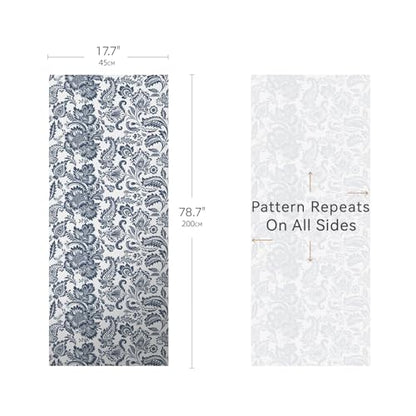 Blue Bohemian Decorative Privacy Window Film Patterns 17.7in X 78.7in