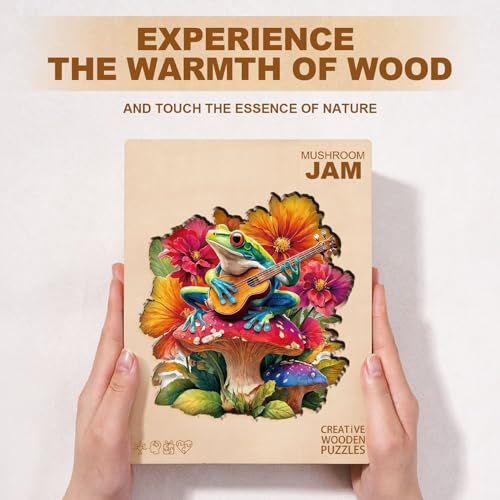 Mushroom Guitar Frog Puzzles Adults Gifts for Women Men Wooden 185 Pieces 11.4 x 11.1in