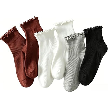 6 Pairs of Ruffle Socks Women (12 count)