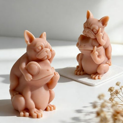 Couple Dog and Frog Animal Cylinder Candle & Resin Mold