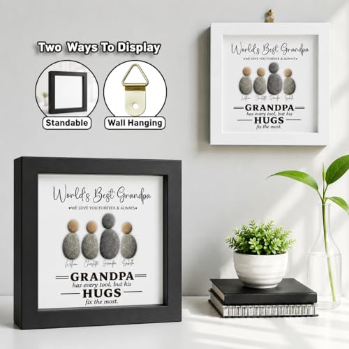 Personalized Grandpa Pebble Art Wooden Frame Sign