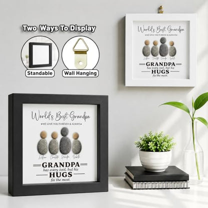 Personalized Grandpa Pebble Art Wooden Frame Sign