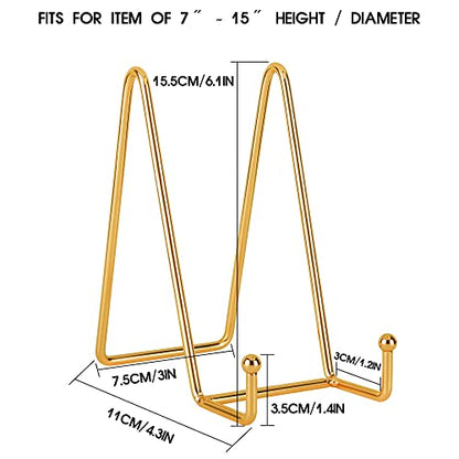 5 Pack 6 Inch Gold Metal Display Stands Plate Stand Display Stands for Picture (5 Count)