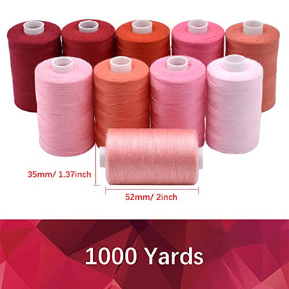 Sewing Thread 10 Color Sewing Industrial Purpose 1000 Yards Per Spool 40S (30000 Foot)