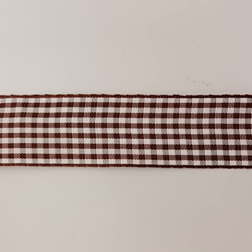 Brown Gingham Plaid Checked Ribbon 25 Yard Each Roll 100% Polyester (75 Foot)