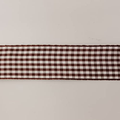 Brown Gingham Plaid Checked Ribbon 25 Yard Each Roll 100% Polyester (75 Foot)