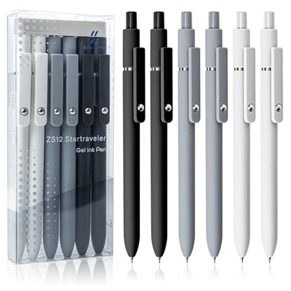 6 Pcs Gel Pens 0.5mm Quick Dry Black Ink Pens Fine Point Smooth Writing Pen (6 Count)