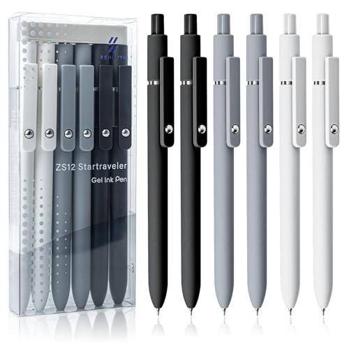 6 Pcs Gel Pens 0.5mm Quick Dry Black Ink Pens Fine Point Smooth Writing Pen (6 Count)