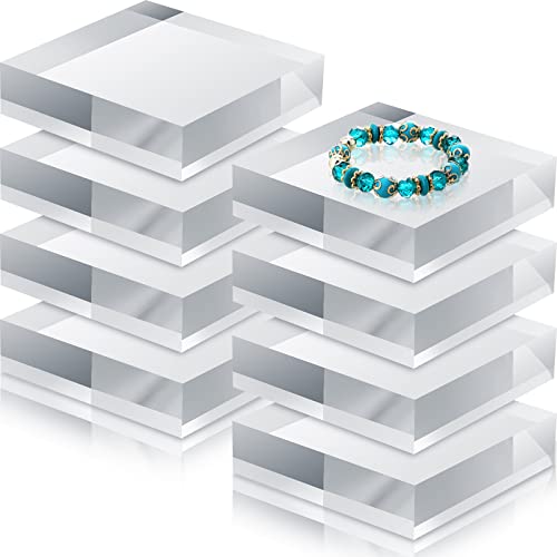 8 Pcs Acrylic Display Block Clear Cube 4 x 4 x 1 Inch