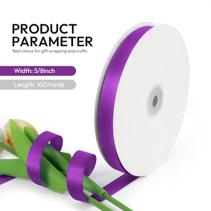 5 8 Inch 100 Yards Satin Ribbon Purple