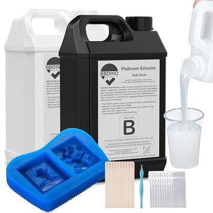Silicone Mold Making Kit 30A Platinum Liquid 2 Gallons Translucent