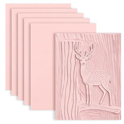 6 Pack 4"x6" Pale Pink Rubber Stamp Carving Blocks Rubber Carved Brick for Stamp Soft Rubber Crafts and DIY Craft Project (6 Count)