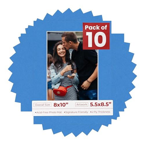Pack of Ten Acid Free 8x10 Mats Bevel Cut for 5.5x8.5 Photos (10 Count)