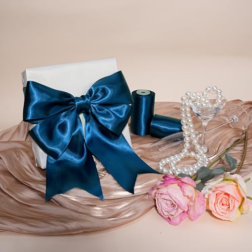 Navy Satin Ribbon 3 Inch x 10 Yards Double Faced