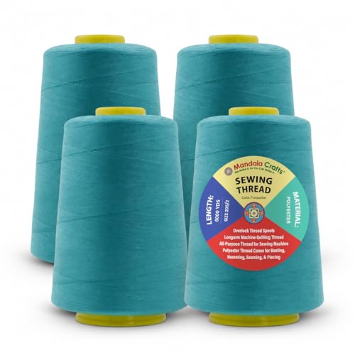 20S 2 Turquoise Polyester 4 Pack of Serger Threads Cones (72000 Foot )