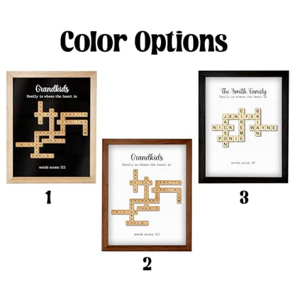 Personalized Crossword Family Name Wall Art Decor Living Room Customized Family Letter Title Name Puzzle for Gift for Lovers (5 Count)