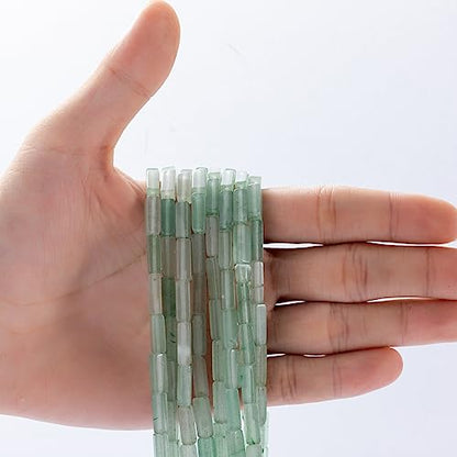 Natural Green Aventurine Rectangle Tube Beads 4x13mm 38cm (28 Count)