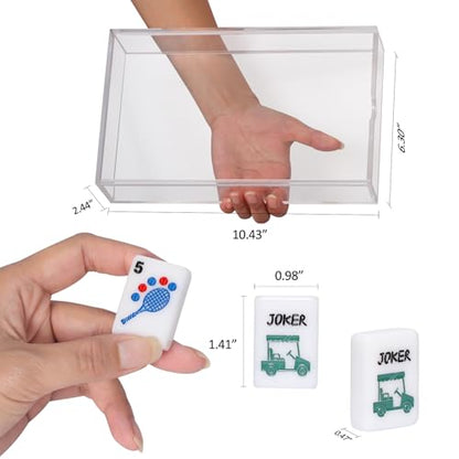 American Mahjong Tile Set with Clear Acrylic Box and Accessories