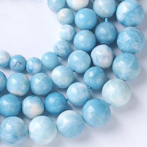 4MM Natural Larimar Blue Gemstone Beads Stone Round Loose Beads for Jewelry Making DIY Bracelet 90pcs 1 Strands 16"