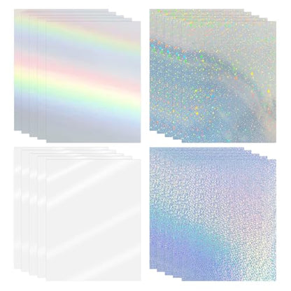 Holographic Sticker Paper for Inkjet & Laser Printer 8.5x11 inch Printable Vinyl Holographic Sticker Paper Self