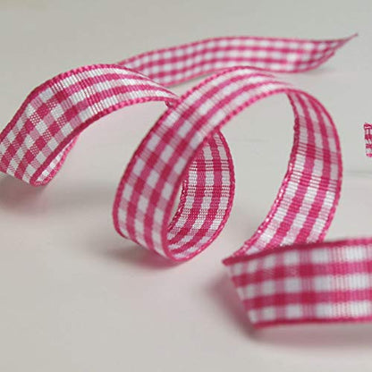 Pink and White Gingham Ribbon Hot Pink Gingham Ribbon 25 Yards Each Roll 100% Polyester (72 Foot)