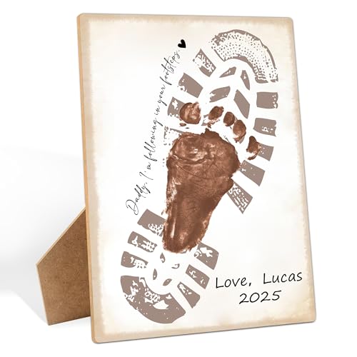 Daddy I'm Following In Your Footsteps Footprint Keepsake Making Sign with Stand 9x12"